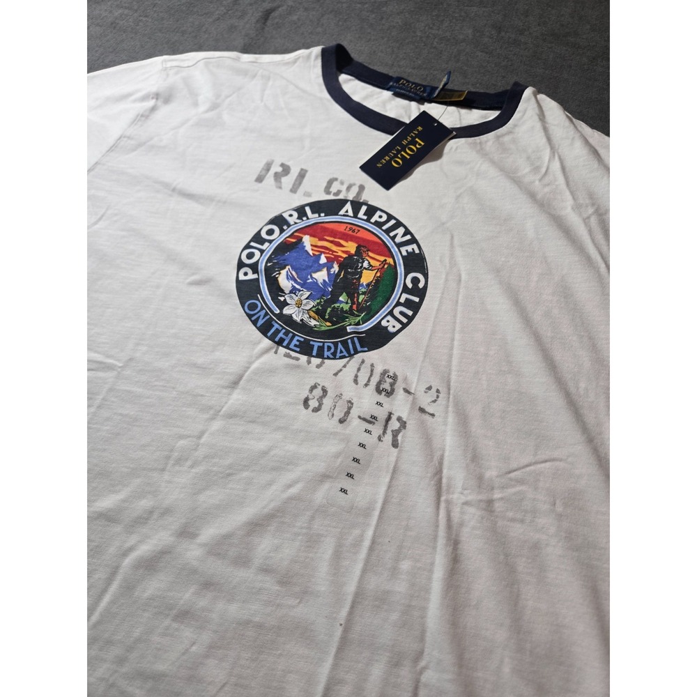 Polo Ralph Lauren Mens Shirt XXL RL Alpine Club Trail White Crew Graphic Tee NWT